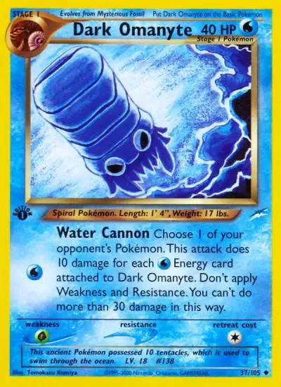 Dark Omanyte 37/105 Neo Destiny Pokemon card