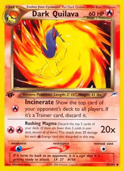 Dark Quilava 39/105 Neo Destiny Pokemon card