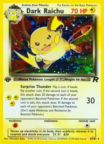 Dark Raichu 83/82 Team Rocket Pokemon card