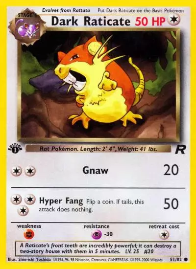 Dark Raticate 51/82 Team Rocket Pokemon card
