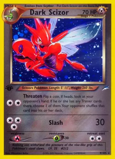 Dark Scizor 9/105 Neo Destiny Pokemon card