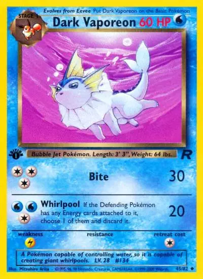 Dark Vaporeon 45/82 Team Rocket Pokemon card
