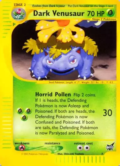 Dark Venusaur 7/9 Best of Game Pokemon card