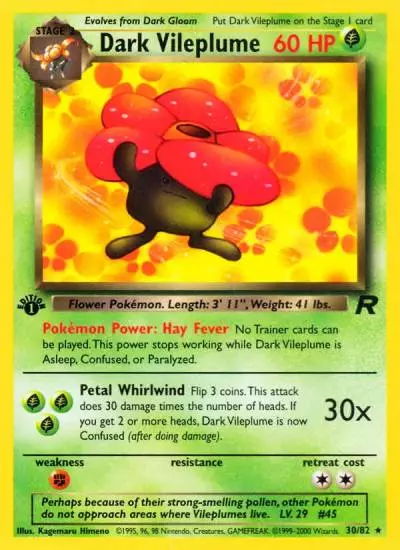Dark Vileplume 30/82 Team Rocket Pokemon card