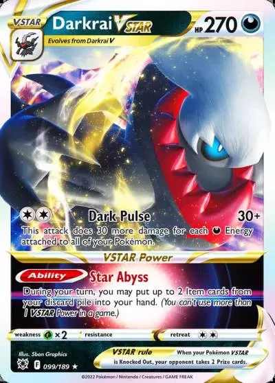 Darkrai VSTAR 99/189 Astral Radiance Pokemon card