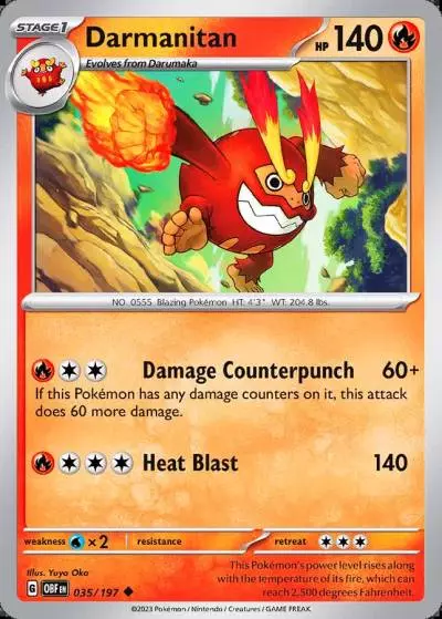 Darmanitan 35/197 Obsidian Flames Pokemon card