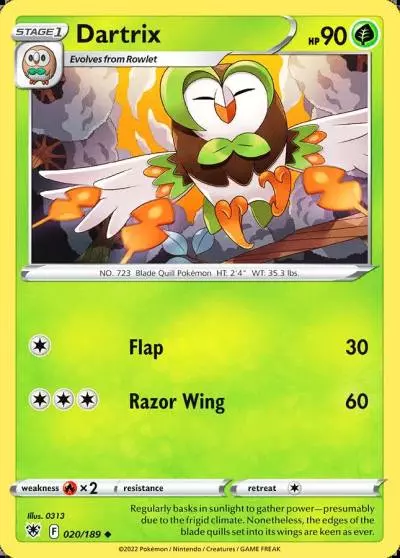Dartrix 20/189 Astral Radiance Pokemon card