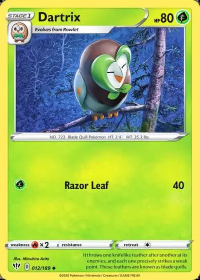 Dartrix 12/189 Darkness Ablaze Pokemon card