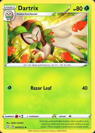 Dartrix 7/72 Shining Fates Pokemon card