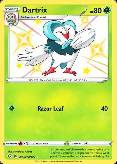 Dartrix SV002/122 Shining Fates Shiny Vault Pokemon card