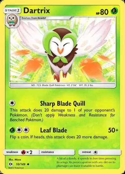 Dartrix 10/149 Sun & Moon Pokemon card