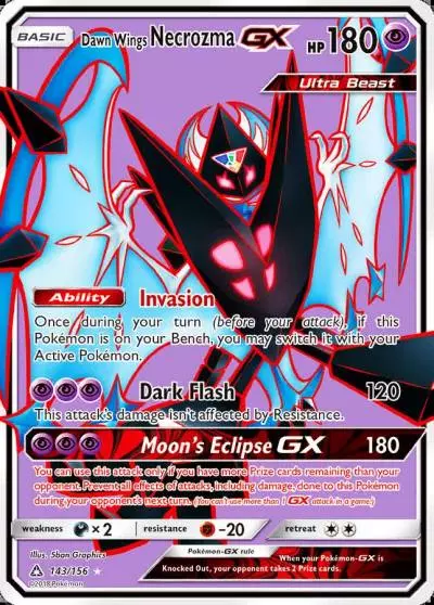 Dawn Wings Necrozma-GX 143/156 Ultra Prism Pokemon card