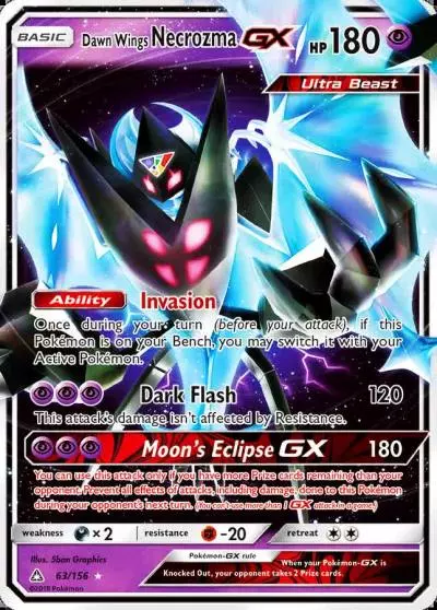 Dawn Wings Necrozma-GX 63/156 Ultra Prism Pokemon card