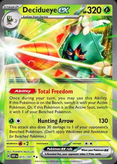 Decidueye ex 15/197 Obsidian Flames Pokemon card