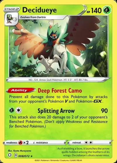 Decidueye 8/72 Shining Fates Pokemon card