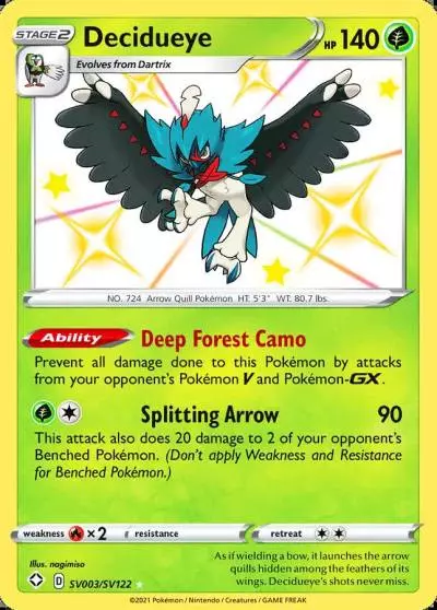 Decidueye SV003/122 Shining Fates Shiny Vault Pokemon card