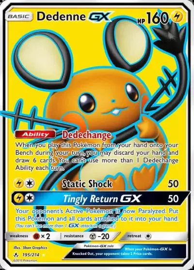 Dedenne-GX 195/214 Unbroken Bonds Pokemon card