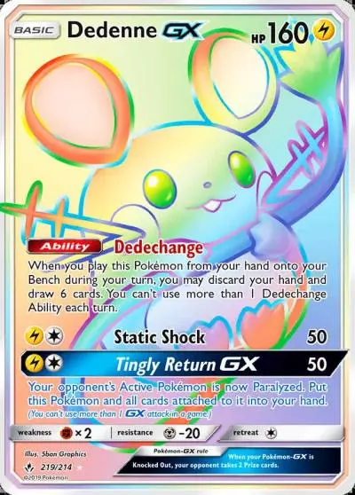 Dedenne-GX 219/214 Unbroken Bonds Pokemon card