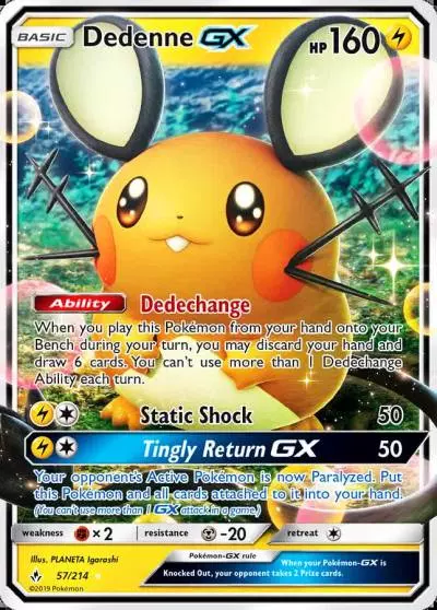 Dedenne-GX 57/214 Unbroken Bonds Pokemon card