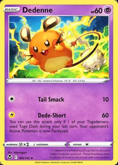 Dedenne 85/195 Silver Tempest Pokemon card