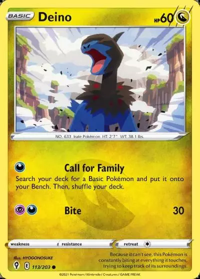 Deino 113/203 Evolving Skies Pokemon card