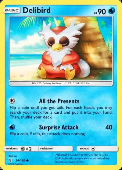 Delibird 26/145 Guardians Rising Pokemon card