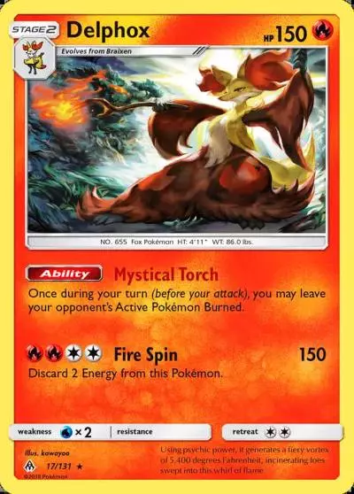 Delphox 17/131 Forbidden Light Pokemon card