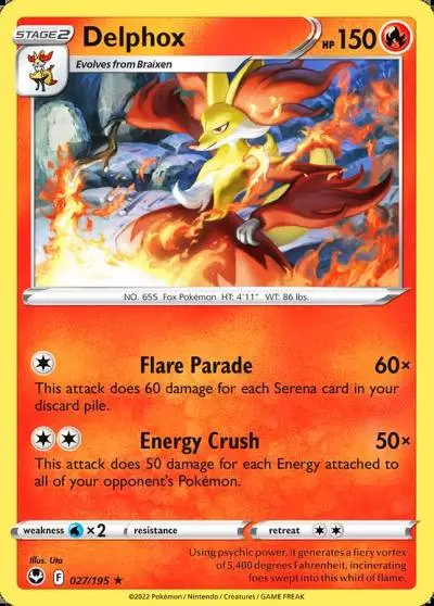 Delphox 27/195 Silver Tempest Pokemon card