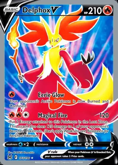Delphox V 173/196 Lost Origin Pokemon card