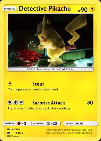 Detective Pikachu 10/18 Detective Pikachu Pokemon card
