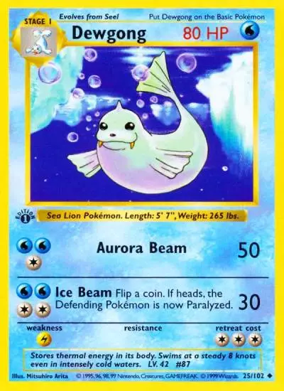 Dewgong 25/102 Base Pokemon card