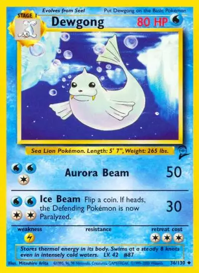 Dewgong 36/130 Base Set 2 Pokemon card