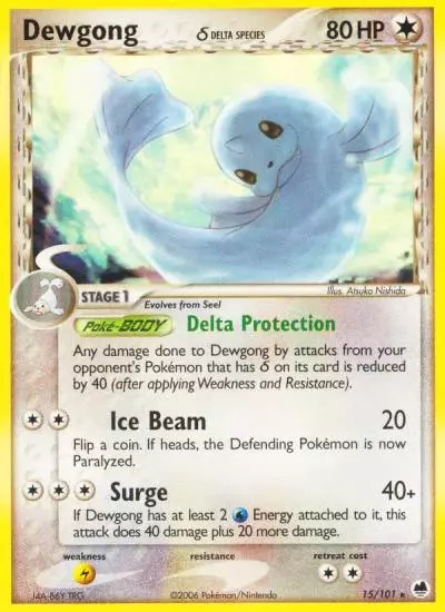 Dewgong δ 15/101 Dragon Frontiers Pokemon card