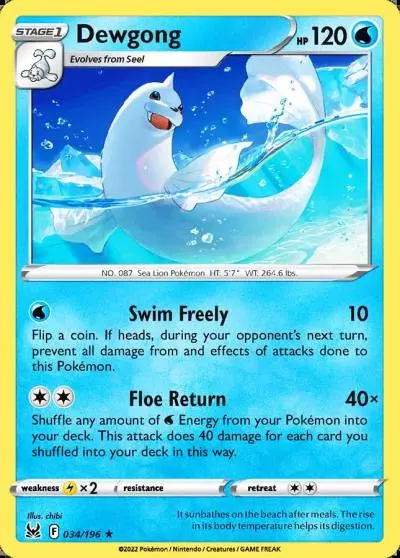 Dewgong 34/196 Lost Origin Pokemon card