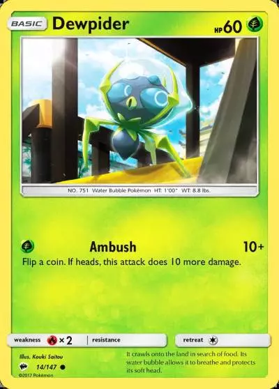 Dewpider 14/147 Burning Shadows Pokemon card