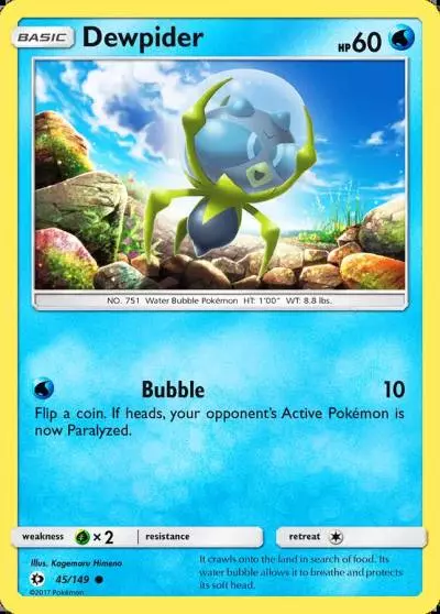 Dewpider 45/149 Sun & Moon Pokemon card
