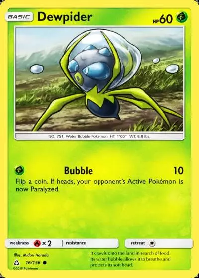 Dewpider 16/156 Ultra Prism Pokemon card