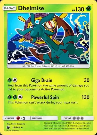Dhelmise 22/168 Celestial Storm Pokemon card