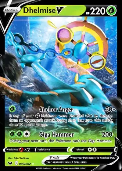 Dhelmise V 9/202 Sword & Shield Pokemon card
