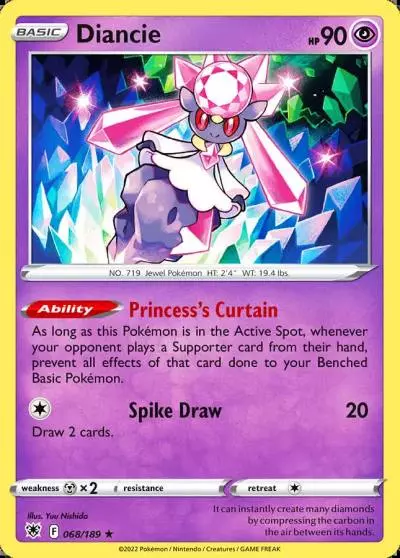 Diancie 68/189 Astral Radiance Pokemon card