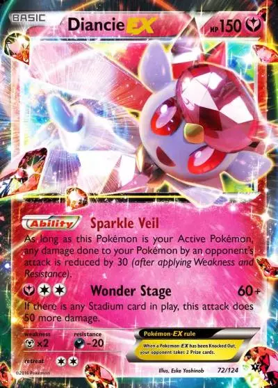 Diancie-EX 72/124 Fates Collide Pokemon card