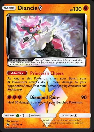 Diancie ◇ 74/131 Forbidden Light Pokemon card