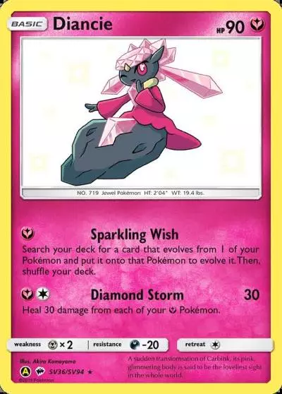 Diancie SV36/94 Hidden Fates Shiny Vault Pokemon card