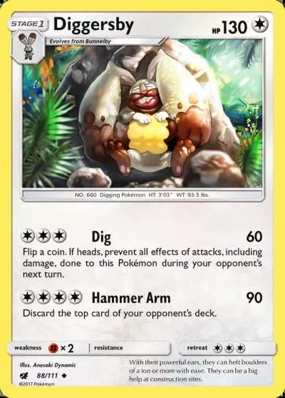 Diggersby 88/111 Crimson Invasion Pokemon card