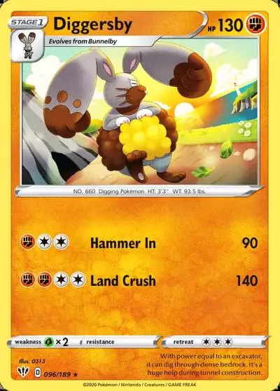 Diggersby 96/189 Darkness Ablaze Pokemon card