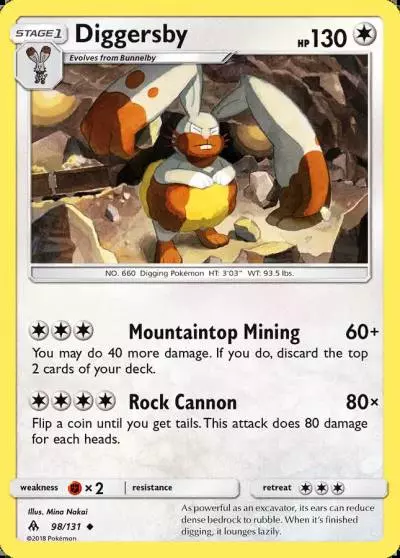 Diggersby 98/131 Forbidden Light Pokemon card