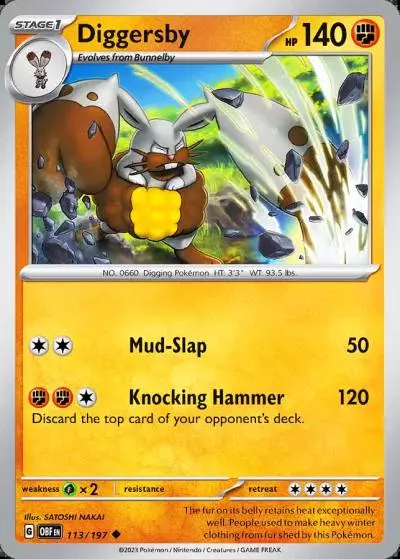 Diggersby 113/197 Obsidian Flames Pokemon card