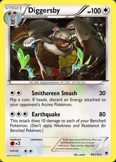 Diggersby 88/119 Phantom Forces Pokemon card