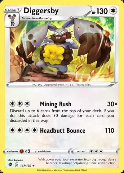 Diggersby 147/192 Rebel Clash Pokemon card