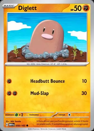 Diglett 50/165 151 Pokemon card
